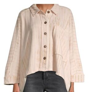 NWT FREE PEOPLE MANTAUK RAW EDGE OVERSIZED SHIRT JACKET SIZE XS